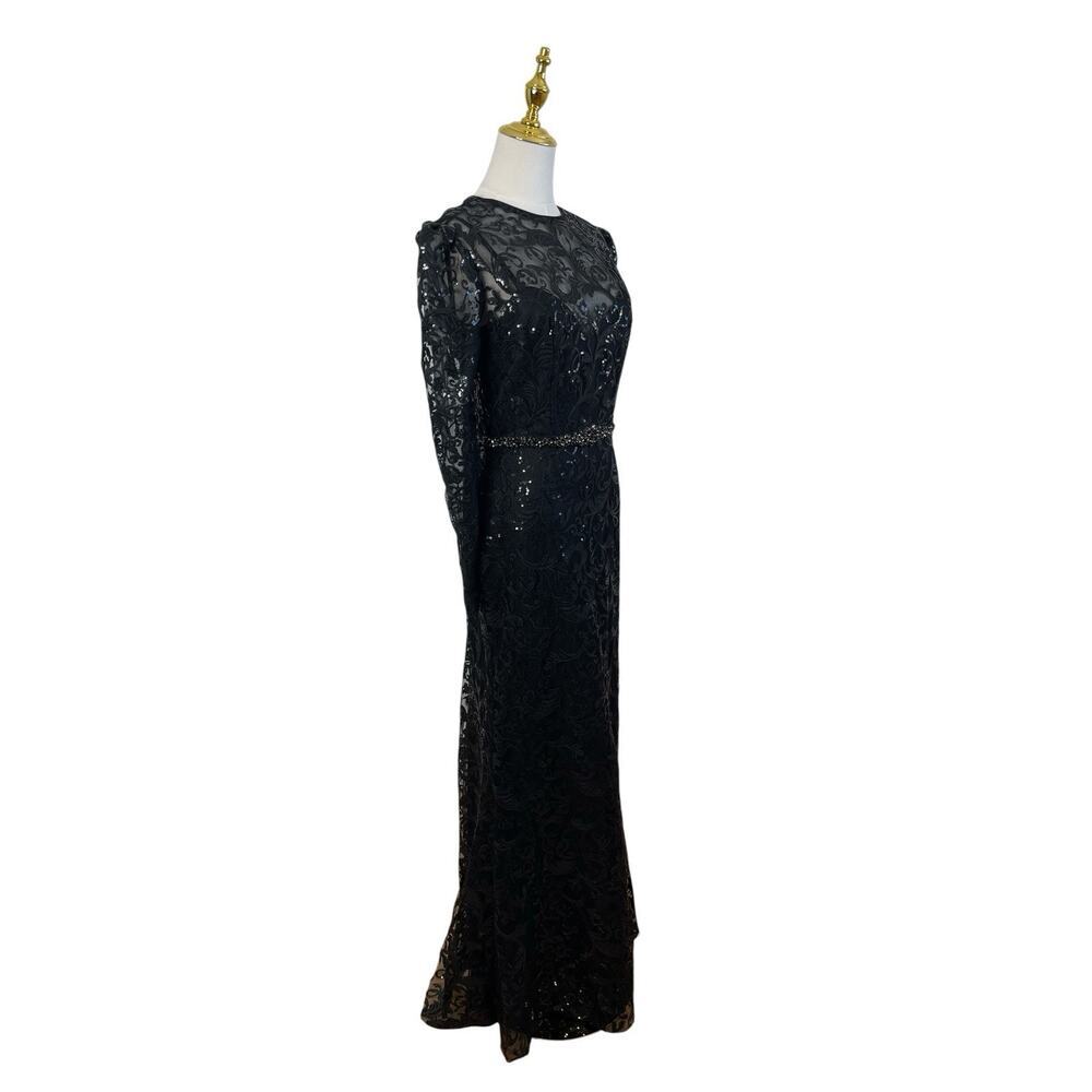 Mac Duggal 68011 Black Embellished Lace Illusion Long Sleeve Gown Size 6 $698 - Picture 5 of 8